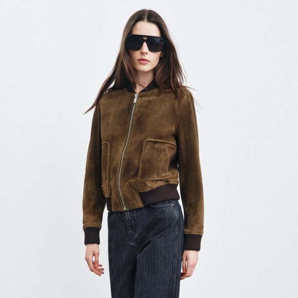 ZARA 100% SUEDE BOMBER JACKET ZW COLLECTION LIMITED EDITION - Picture 3 of 6